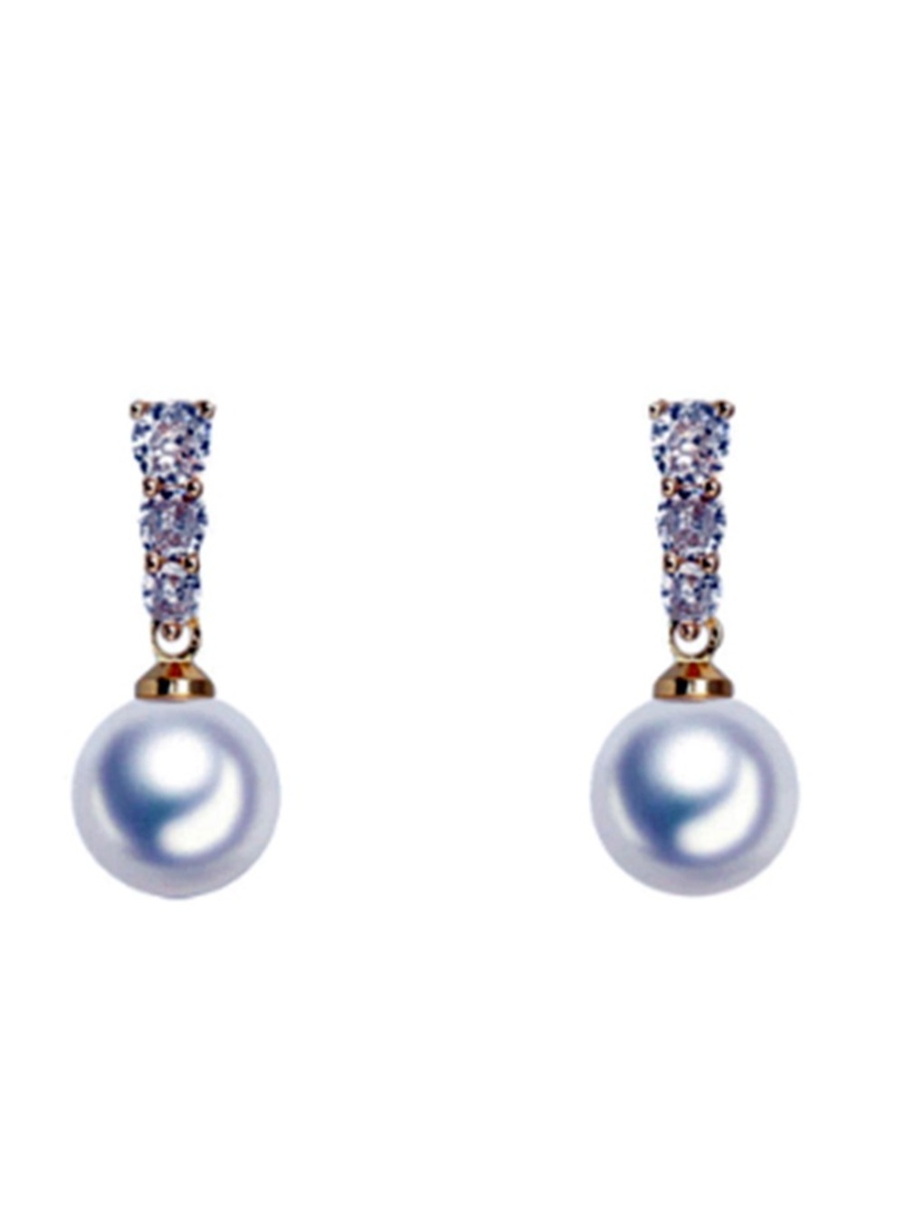 Classic White Pearl Drop Earrings with Crystal Accents